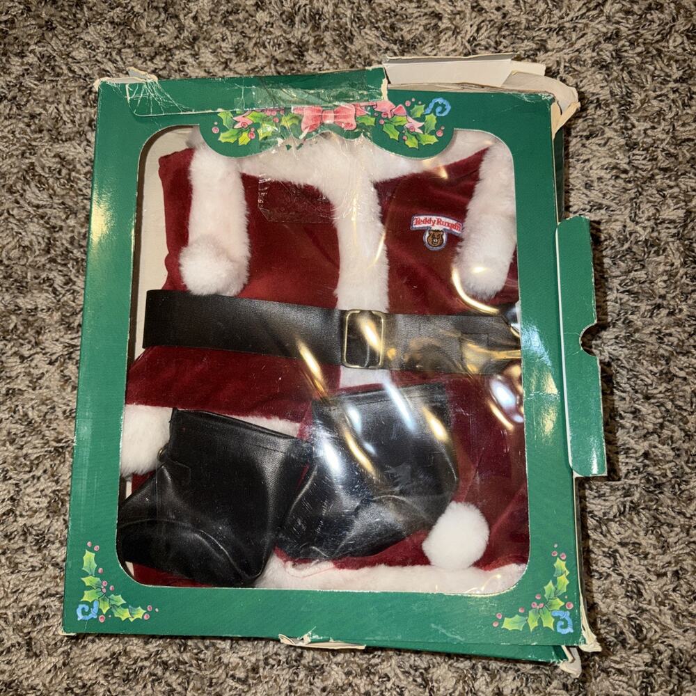 Vintage Teddy Ruxpin Christmas Worlds of Wonder Santa Suit Opened Box But Unused